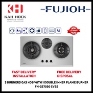 FUJIOH FH-GS7030 SVSS 3 BURNERS GAS HOB WITH 1 DOUBLE INNER FLAME BURNER - 1 YEAR LOCAL WARRANTY