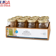 ♂HOT AMAZE♀ 32oz Clear Glass Canning Jars with Airtight Seal Set of 12 Wide Mouth Jars Metal Lids Fo