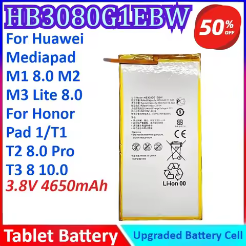New HB3080G1EBW 3.8V 4650mAh Tablet Battery For Huawei Mediapad M1 8.0/M2/M3 Lite 8.0 For Honor Pad 