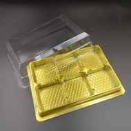 5PCS / SET MC-6S PVC 6IN1 MOONCAKE CASE WITH COVER(S) / MOONCAKE TRAY GOLD AP (50GM) 3685