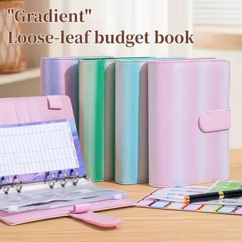 Gradient Woven Texture A6 Money Budget Planner Binder With Zipper Envelopes Loose-Leaf PU Leather No
