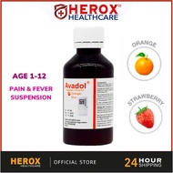 HEROX 90ML Avadol Suspension Paracetamol Fast Acting 250mg/5ml Syrup (Strawberry/Orange) H0051