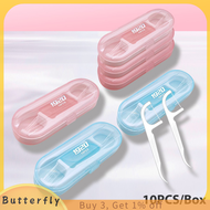 Butterfly ชุดไม้จิ้มฟันไหมขัดฟัน10ชิ้น กล่องแปรงไหมขัดฟันแบบพกพาไม้จิ้มฟันทำความสะอาดฟันพร้อมท่อเก็บ
