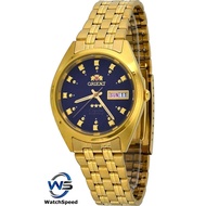 ORIENT 3 Star Automatic Watch Mens Gold tone watch Dark Blue dial FAB00001D9(Gold)