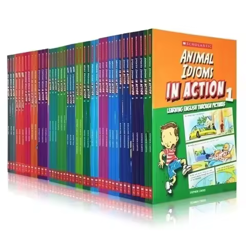 45 Books Scholastic In Action Words/Idioms Books for Kids English Children Book Gift Box Cartoon Pic
