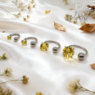 1 PC 16G 6-12mm Septum Nostril Piercing Stainless Steel Rook Conch Helix Earring Yellow Cubic Zircon