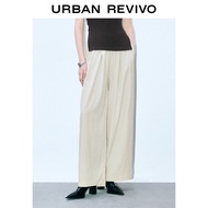 URBAN REVIVO กางเกงแม็กซีขากว้างหรูหรากางเกงสตรี