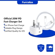Furcalos Foldable UK Plug PD Fast Charger Set For iPhone 8/16/14/15/iPad/iWatch (20W)