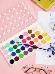 36顏色素色水彩顏料套裝適用於學生精細藝術類繪畫,水彩蛋糕顏料