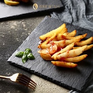 BREWISH Dessert Natural Black Stone Plates Sushi Food Barbecue Creativity Tableware Flat Beefsteck L