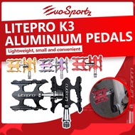 Litepro K3 Aluminium Pedals | Folding Bike Lightweight Small Pedal | MTB Foldie Step Pedal