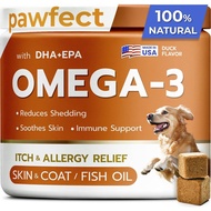 Vitamin C, Fish Oil, Collagen PAWFECTCHEW 3-In-1 Fish Oil Omega3-Relieve Allergies-Joint Health-Reli