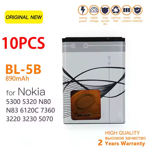 890mAh BL-5B BL5B BL 5B Lithium Phone Battery For Nokia 5300 5320 N80 N83 6120C 7360 3220 3230 5070 