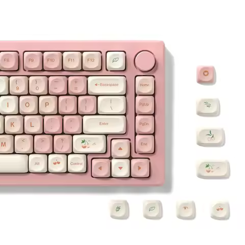 XVX MOA Keycaps Pink Cherry/sakura Keycaps Custom Keycaps for 75 Percent Dye-Sublimation 140 Keys Ke