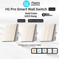 AQARA Smart Wall Switch H1 Pro Gold (1/2/3 Gang), Support Apple HomeKit, Alexa, (Smart Light Switche