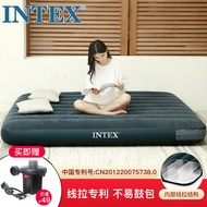 INTEX 线拉款64734充气床垫露营气垫床户外防潮垫 家用空气床非懒人沙发冲气午休躺椅双人折叠床152*203*25cm