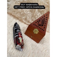 Pyramid Wooden / Kayu Mabkhara incense burner with Bakhoor incense gaharu drawer