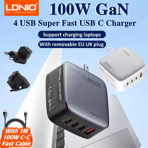 LDNIO 100W GaN USB C Charger Block Multi port Type C Travel Adapter Laptop Wall Charger For MacBook