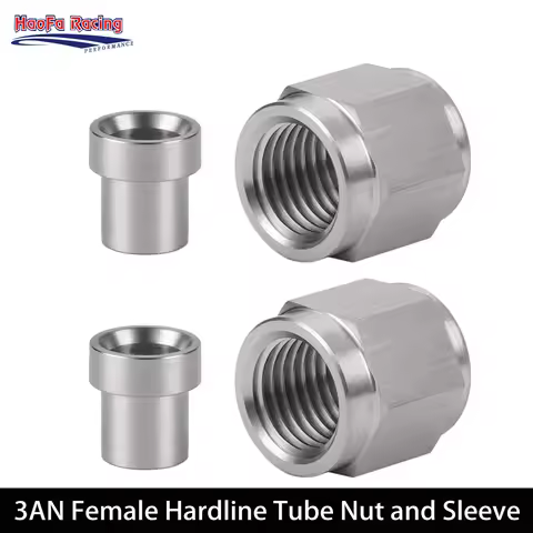 AN3 Stainless Steel Female Hardline Tube Nut and Sleeve Fitting for 3/16" OD Alloy Tubing Universal