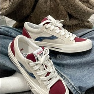 Vision Street Wear X Odd Cirkus Astley P Burgundy Color Blocking Low Top Suede Canvas Shoes Casual Skate Shoe