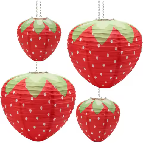 2Pcs Strawberry Paper Lanterns, 3D Strawberry Decoration Hanging For strawberry Birthday party decor