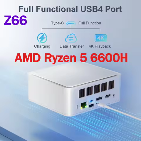 NEW Z66 AMD Ryzen 5 6600H MINI PC WIFI6 BT5.2 DDR5 M.2 2280 NVME SSD USB4.0 TYPE-C Game Office Compu