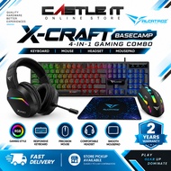 Alcatroz X-Craft Basecamp 4-in-1 Gaming Combo Keyboard Mouse Headset Mousepad Black