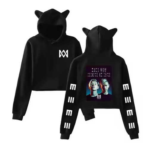 Marcus and Martinus Women Hoodie Long Sleeve Pullover Tops Short Jumper Sweatshirt Girls Casual Hood