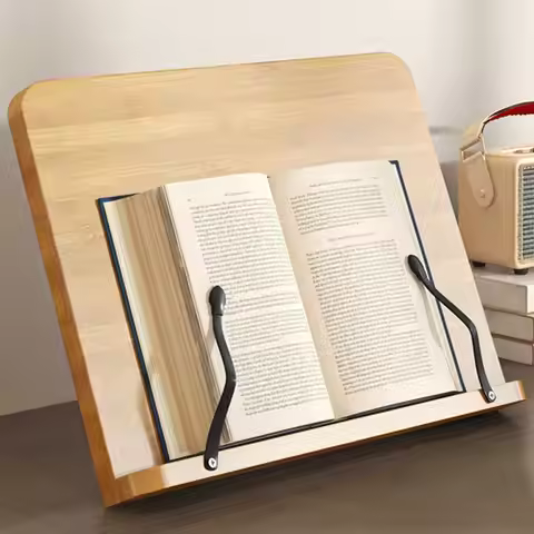 8 Adjustable Tilt Angles Wooden Book Stand Comfortable Reading Multi-Functional Cookbook Bracket Fol