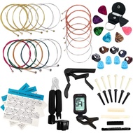 Guitar Accessories Kit Include Acoustic Strings, Tuner, Capo, 3-in-1 Restring Tool, Picks, Pick Hold