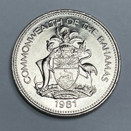 BAHAMAS 25 CENTS COIN | 1981 | COMMONWEALTH OF THE BAHAMAS