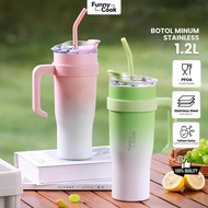 Funnycook 1.2 Liter Stainless Steel Tumbler Drinking Bottle with Handle Free Straw Vacuum Kitchenwar