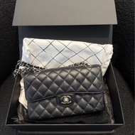 Chanel CF23 小號 黑銀 荔枝牛皮