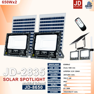 ซื้อ1แถม1 JD LED ไฟโซล่าเซลล์ 2000W 1000W 650W 300W 200W 120W 65W 45W 35W ไฟโซล่าเซล solar light พร้อมรีโมท แสงสีขาว ไฟสปอตไลท์ ไฟ solar cell กันน้ำ IP67 รับประกัน 3 ปี