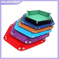Foldable Dice Tray Box Leather Folding Hexagon Coin Square Tray Dice Game JR