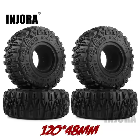 INJORA 4PCS 2.2" Mud Grappler Rubber Tyre 2.2 Wheel Tires 120*48MM for 1:10 RC Rock Crawler TRX4 TRX
