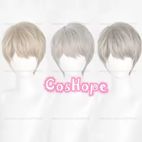 Xavier Cosplay Wig 30cm Short Grayish Gold Wig Frizzy Scalp Wig Cosplay Anime Cosplay Wigs Heat Resi