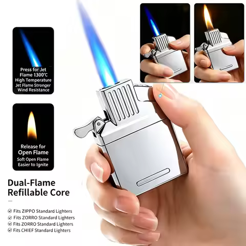 Metal Gas Insert 2-in-1 Soft Flame & Windproof Jet Fits Regular Zorro Zippo & Chief Lighters Durable