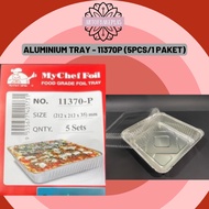 11370-P Aluminium Foil Tray with Clear Lid {5pcs} Petak / Square 1500ml My Chef Foil Tray 11370P 150