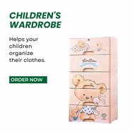 5 Layer Children Kids Wardrobe Clothes Storage Shelf Drawer Trolley Almari Baju Pakaian Kanak-kanak Budak 小孩衣橱 衣柜