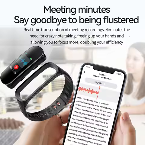 ChatGPT AI Recording Bracelet 4-128GB Voice Recorder Watch APP Controlled Band Transcription and Tra