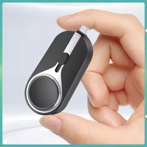 2-in-1 Backup Power Bank Waterproof Mini Battery Pack Fast Charger Retractable Plug 2000mAh Built-in