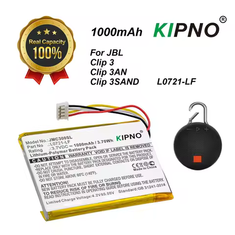 KIPNO 1000mAh Battery Speaker For JBL Clip 3 Clip 3AN Clip 3SAN L0721-LF Portable External Power Ban