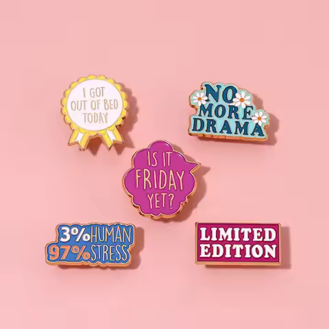 Is it Friday Yet Enamel Pins Me? Sarcastic? Never 80s Baby Drama Brooches Lapel Badges Funny Quetes 
