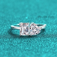 Kardashian Emerald Heart Cut Real Moissanite Diamond Ring 2ct Ins Hot Popular 100% S925 Silver Thick