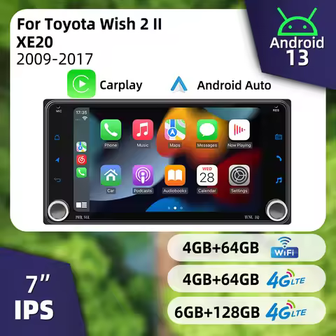 2 Din Radio for Toyota Wish2 Wish 2 II XE20 2009-2017 7" Android Car Multimedia Wireless Carplay And