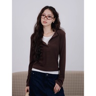 ASOKA Catrine Top 4510 - Basic Long Sleeve Henley Top Knitted O-Neck