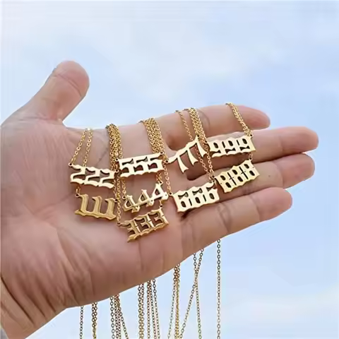 Stainless Steel Angel Number Necklace 111 222 333 444 555 666 777 888 999 For Women Men Lucky Number