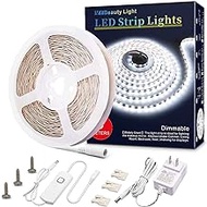 MY BEAUTY LIGHT White LED Strip Lights,16.4ft Dimmable LED Light Strip,12v Flexible LED Rope Lights Kits for Kitchen Cabinet Mirror Bedroom Party Decor