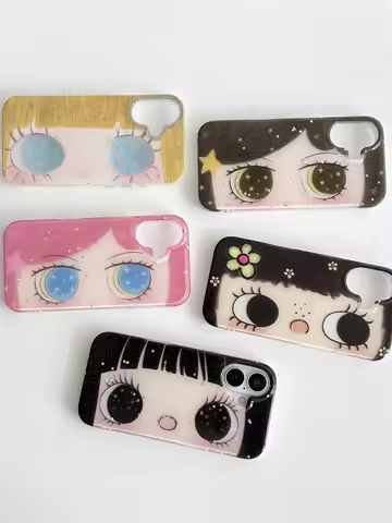 Cartoon Anime Shinning Eyes Cute Phone Case for IPhone 17 16 15 14 13 12 11 Pro Max 17Air Big Eyes G